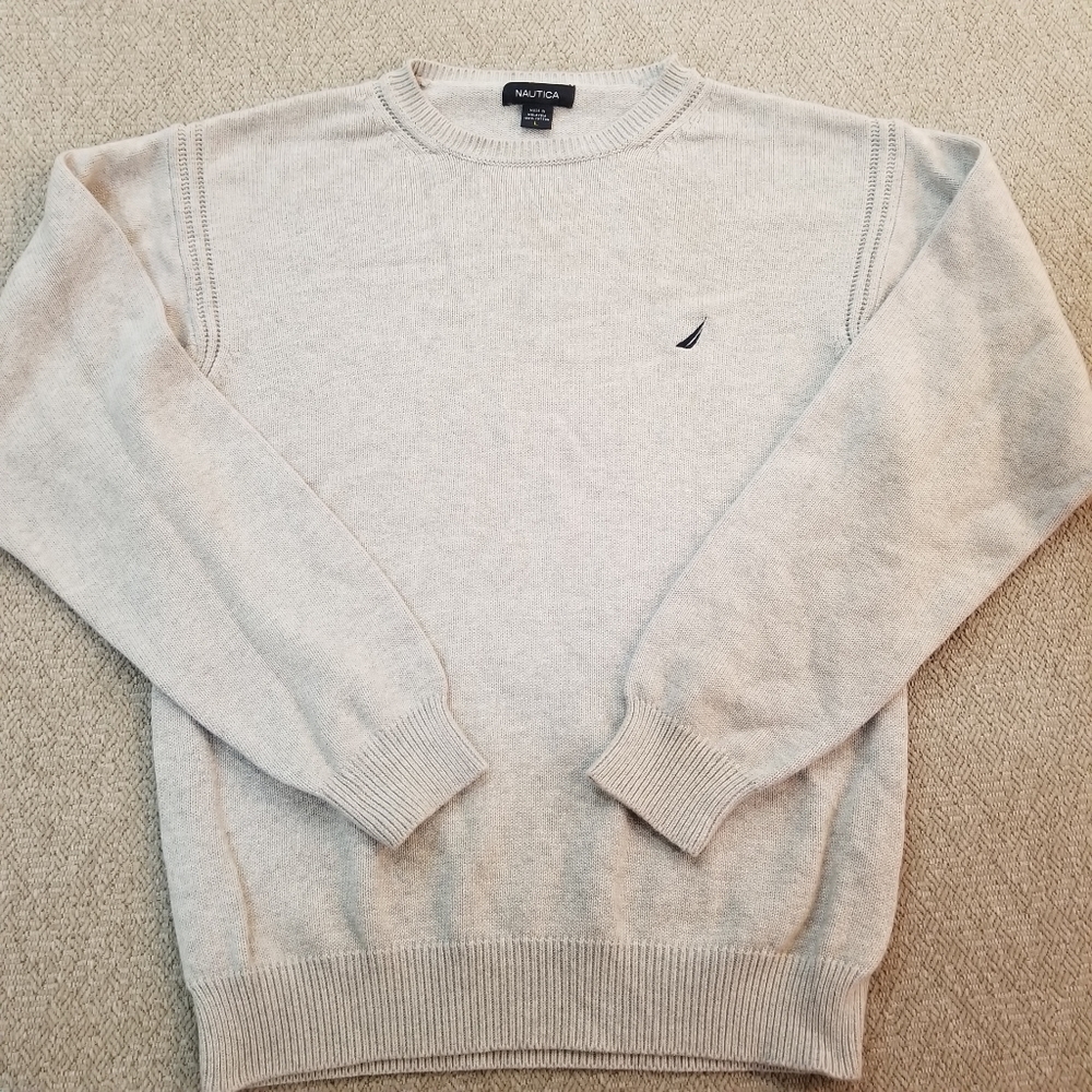 Nautica Gray Knit Crewneck Sweater Large